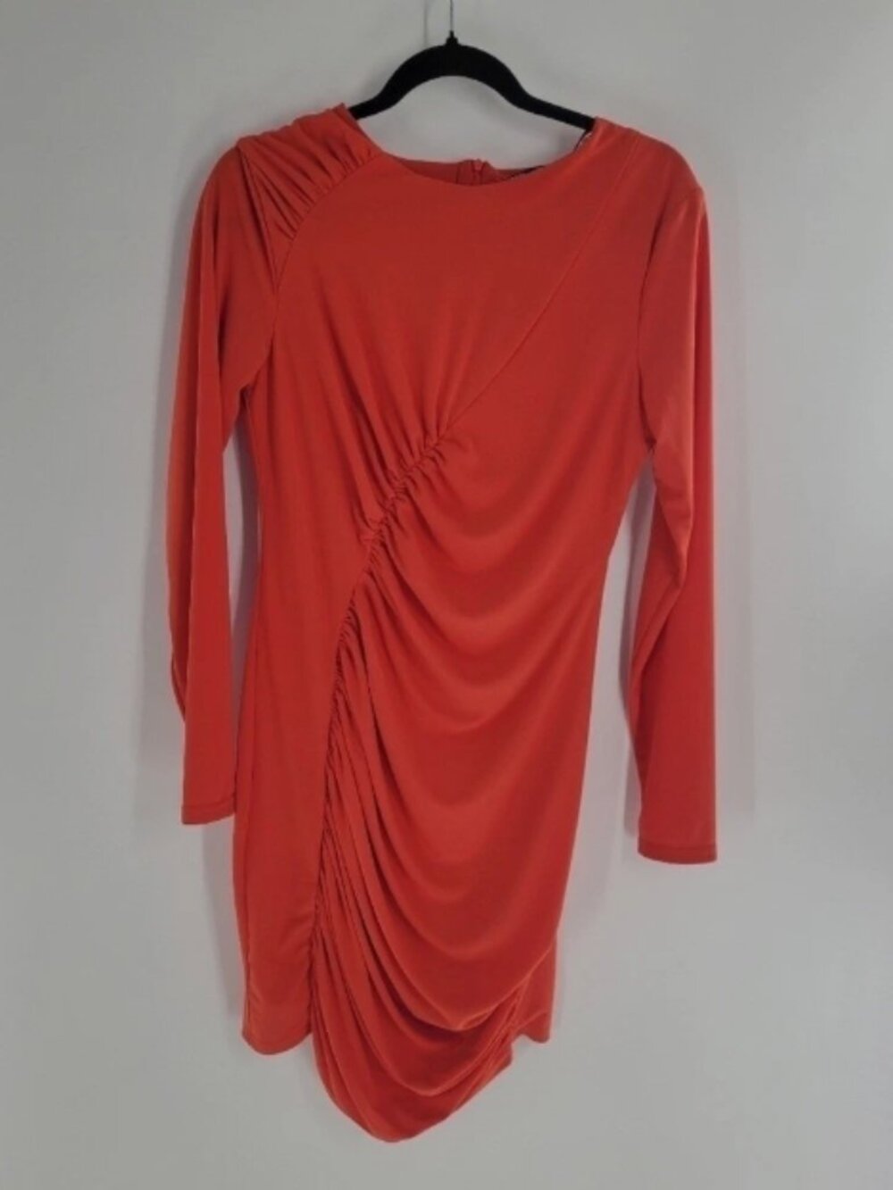Zara dark orange bodycon mini dress Size L New long sleeves